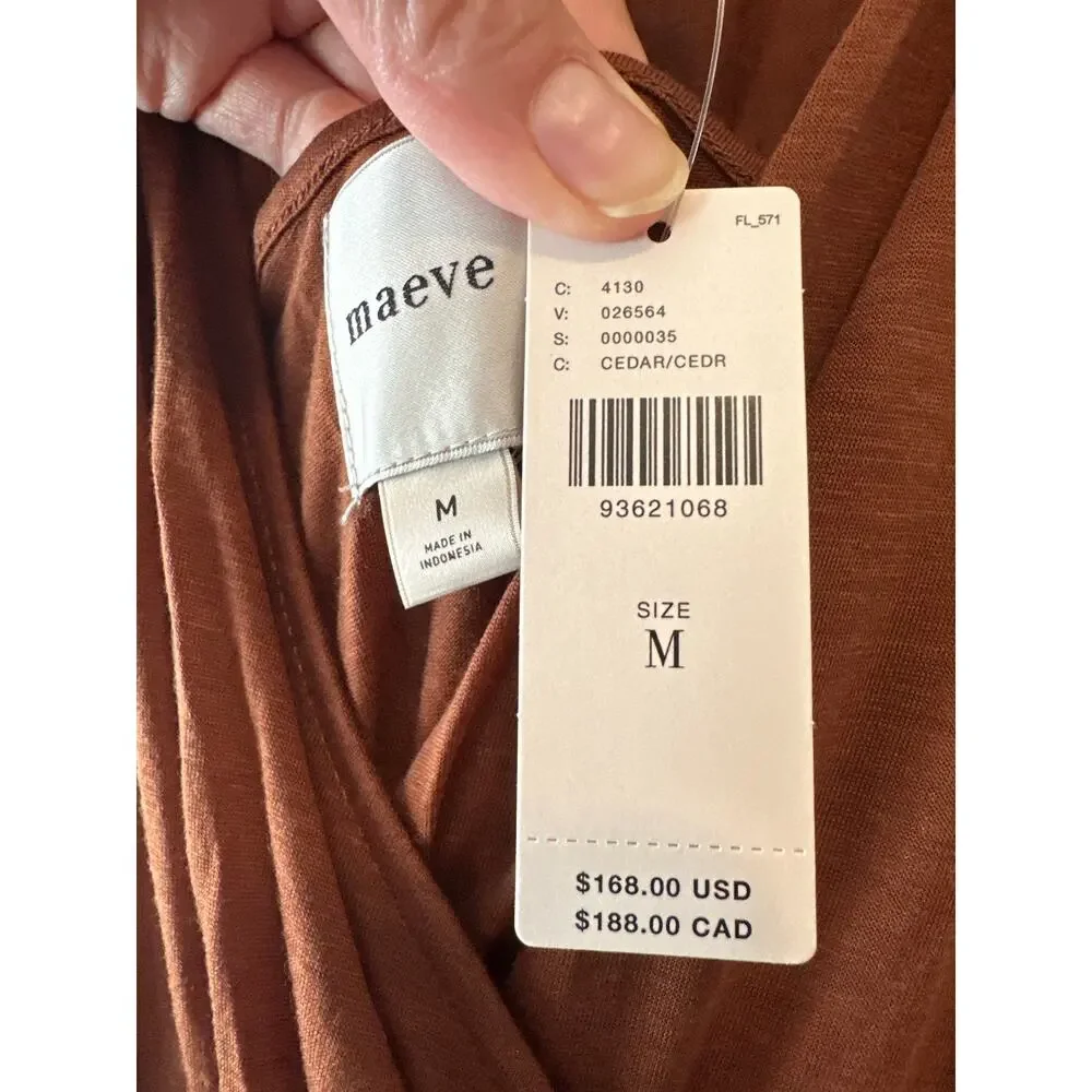 Anthropologie Maeve Ruched Wool Blend Midi Dress Brown Size M NWT